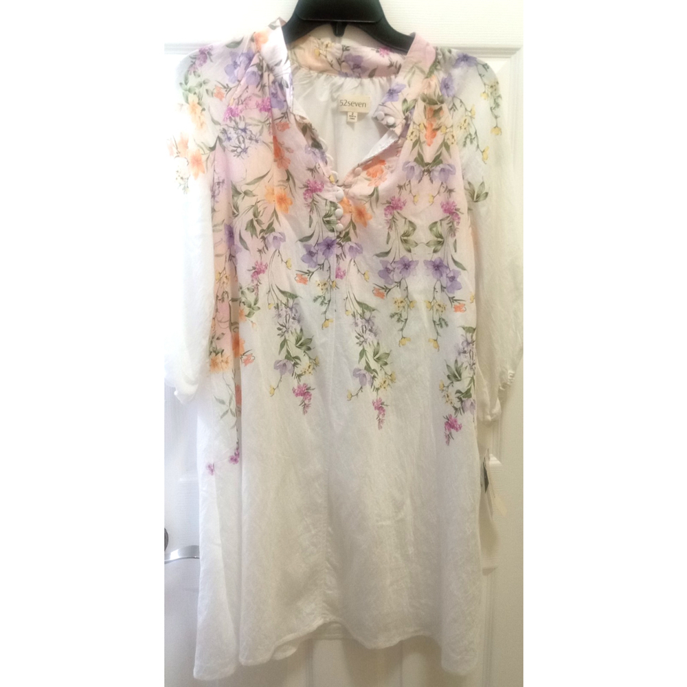 NWT Womens 3/4 Sleeve Floral Midi Fit & Flare Dress Sz 2 Boho Floral Hippie NEW